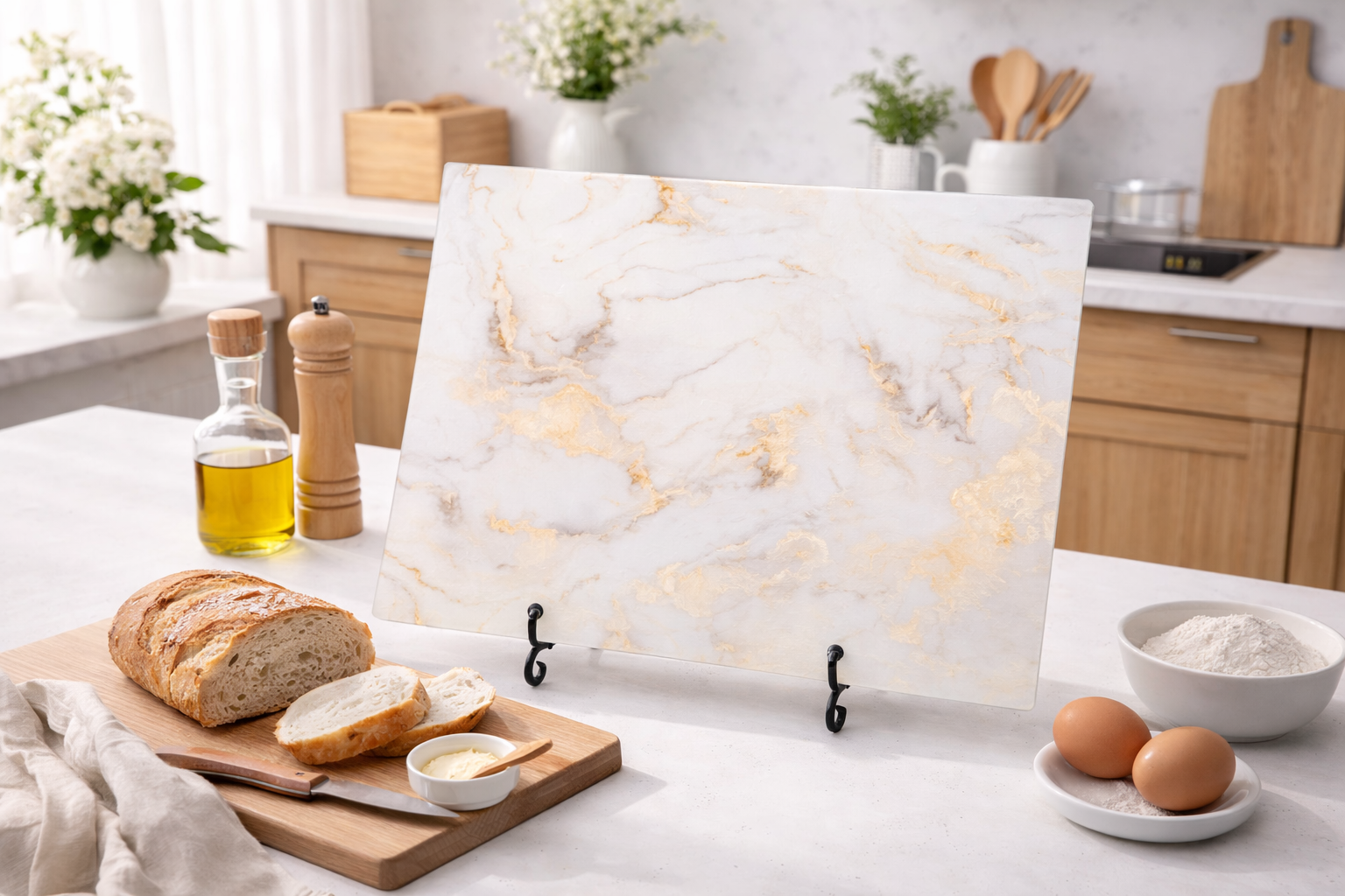 Nordic Gold Marble Tempered Glass Chopping Board