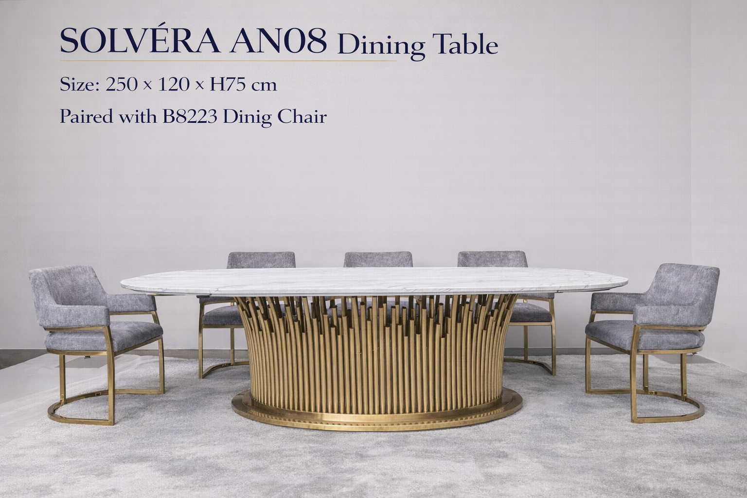 Aurelius Marble Stainless Gold Dining Table