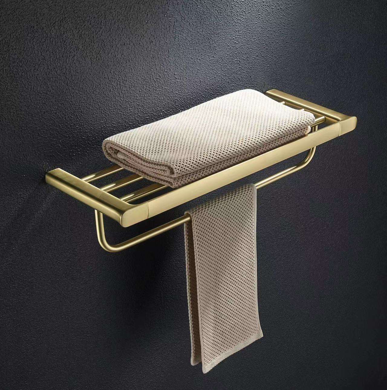 Brushed Gold Wall-Mounted Towel Rack