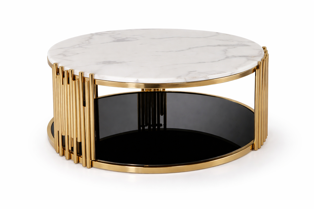 C18 Luxe Round Marble Coffee Table Gold