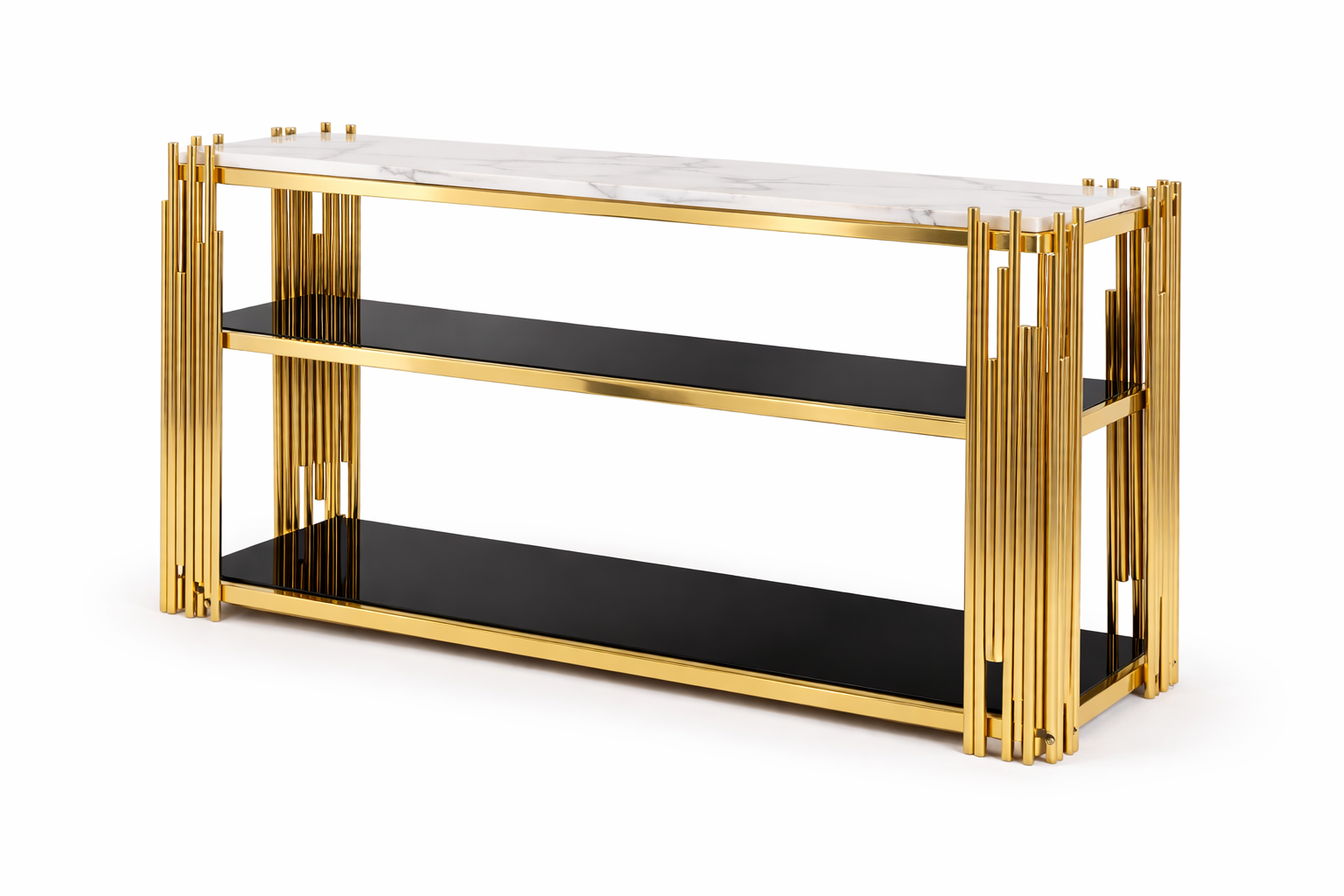 C18 Luxe Marble Console Table Gold