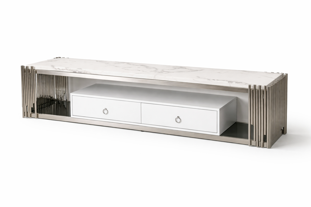 C18 Luxury Marble TV Cabinet Silver