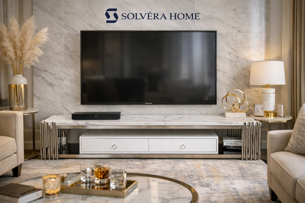 C18 Luxury Marble TV Cabinet Silver