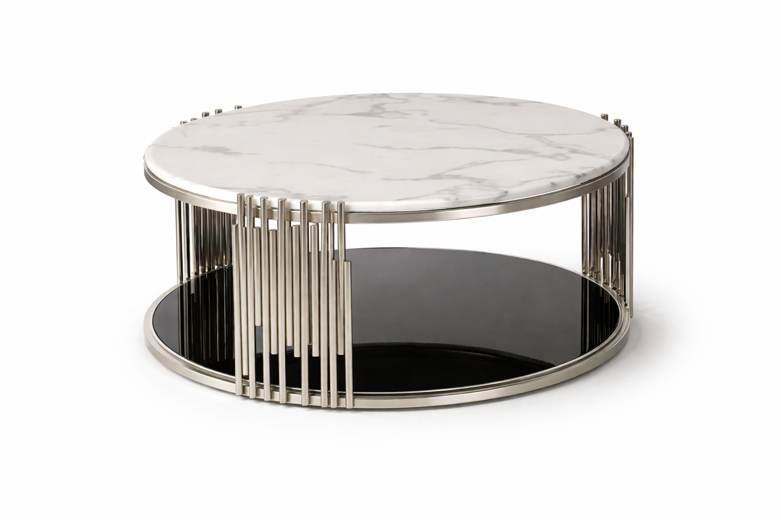 C18 Luxe Round Marble Coffee Table Silver