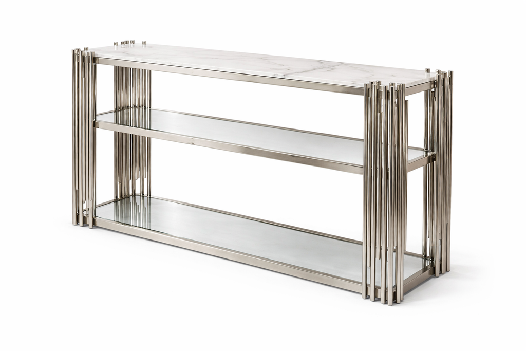 C18 Luxe Marble Console Table Silver