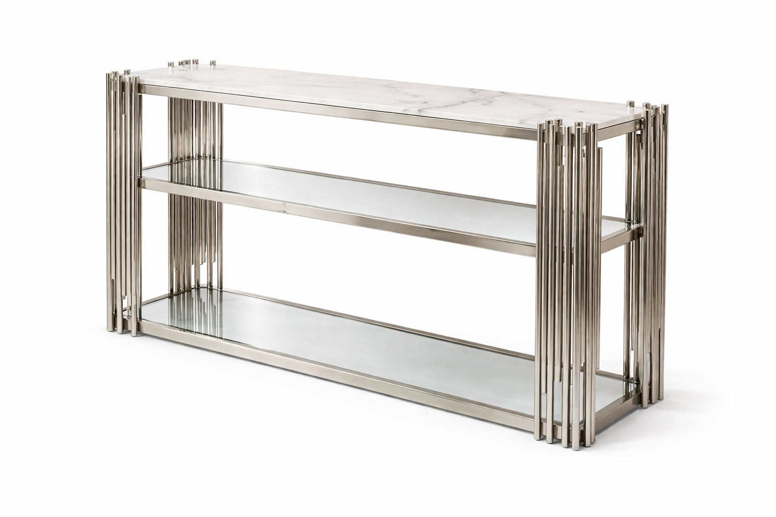 C18 Luxe Marble Console Table Silver