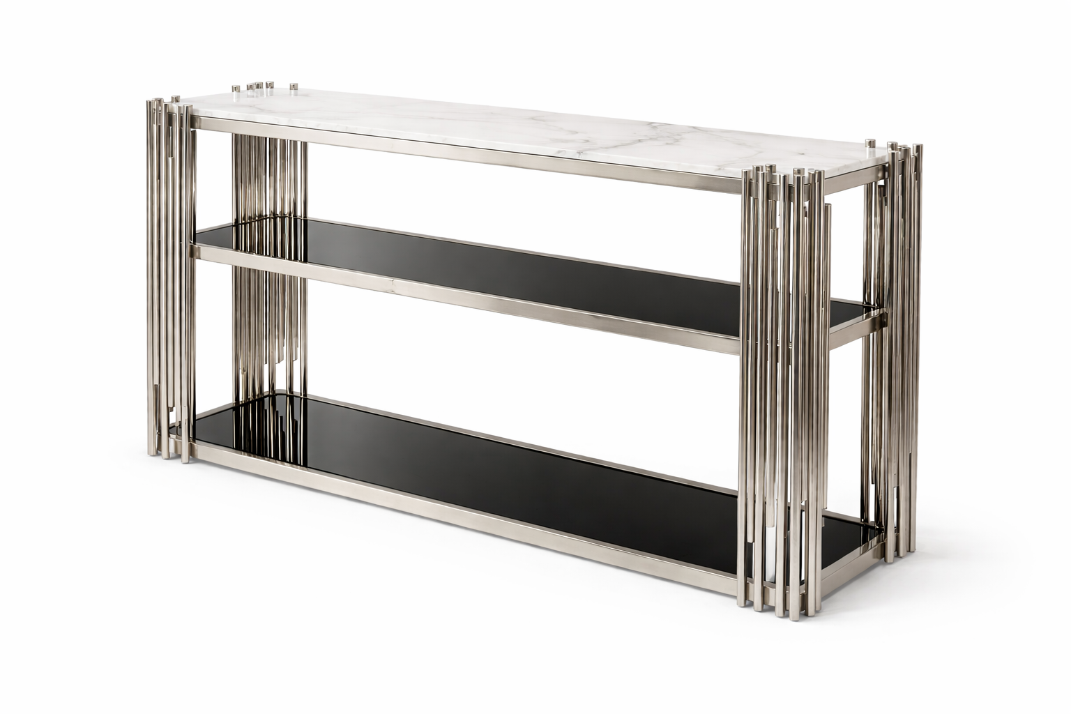 C18 Luxe Marble Console Table Silver