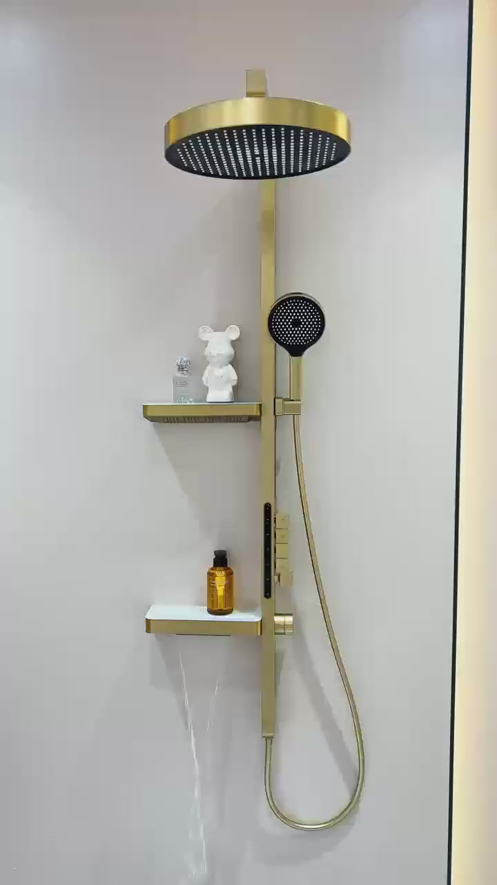 Luxury Brush Gold Bathroom Piano Key Shower Set
